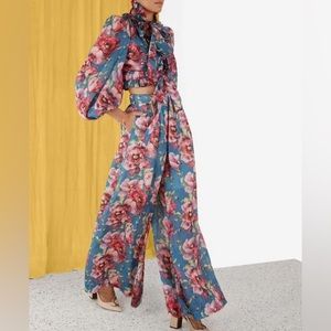 Zimmermann floral-print ramie-voile Blouse And Pintuck Pants